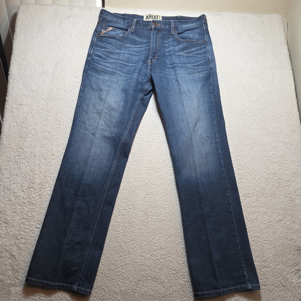 Ariat M5 Jeans Mens 38x34 Straight Slim Dark Wash Denim Work Western Cowboy